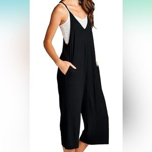 Black Relaxed fit jump suit with pockets